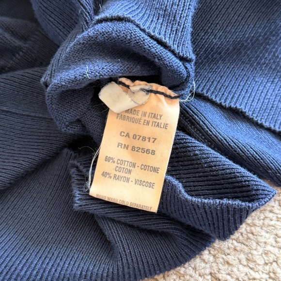 Vintage Linea Uomo  Navy Blue Long Sleeve Pullover Sweater Sz Large Mock Italy - Picture 7 of 7
